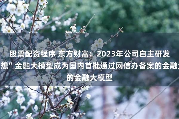股票配资程序 东方财富：2023年公司自主研发的“妙想”金融