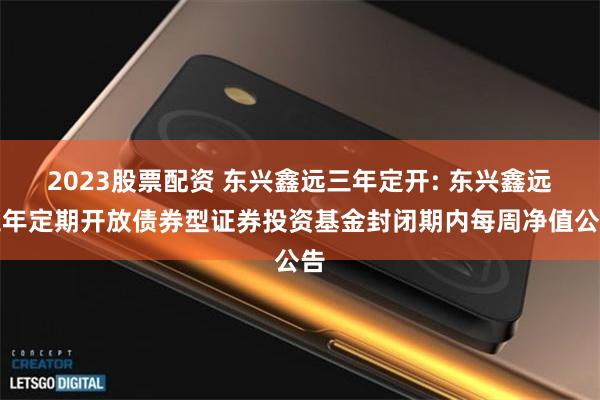 2023股票配资 东兴鑫远三年定开: 东兴鑫远三年定期开放债