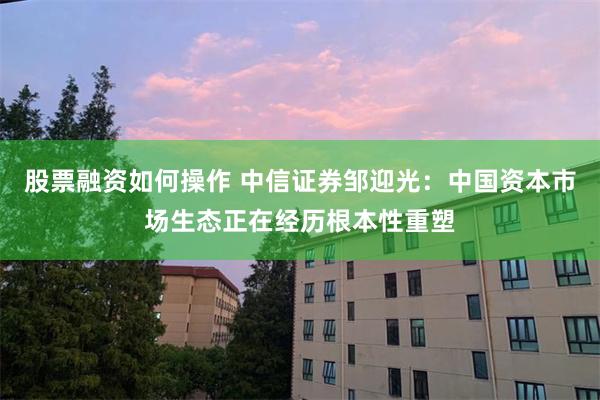 股票融资如何操作 中信证券邹迎光：中国资本市场生态正在经历根